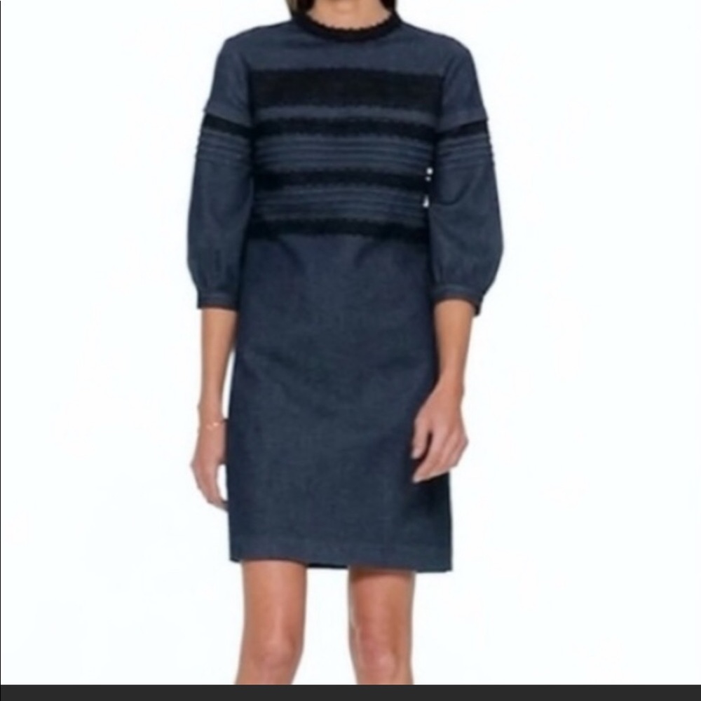 Banana Republic Denim Pintuck & Lace Dress